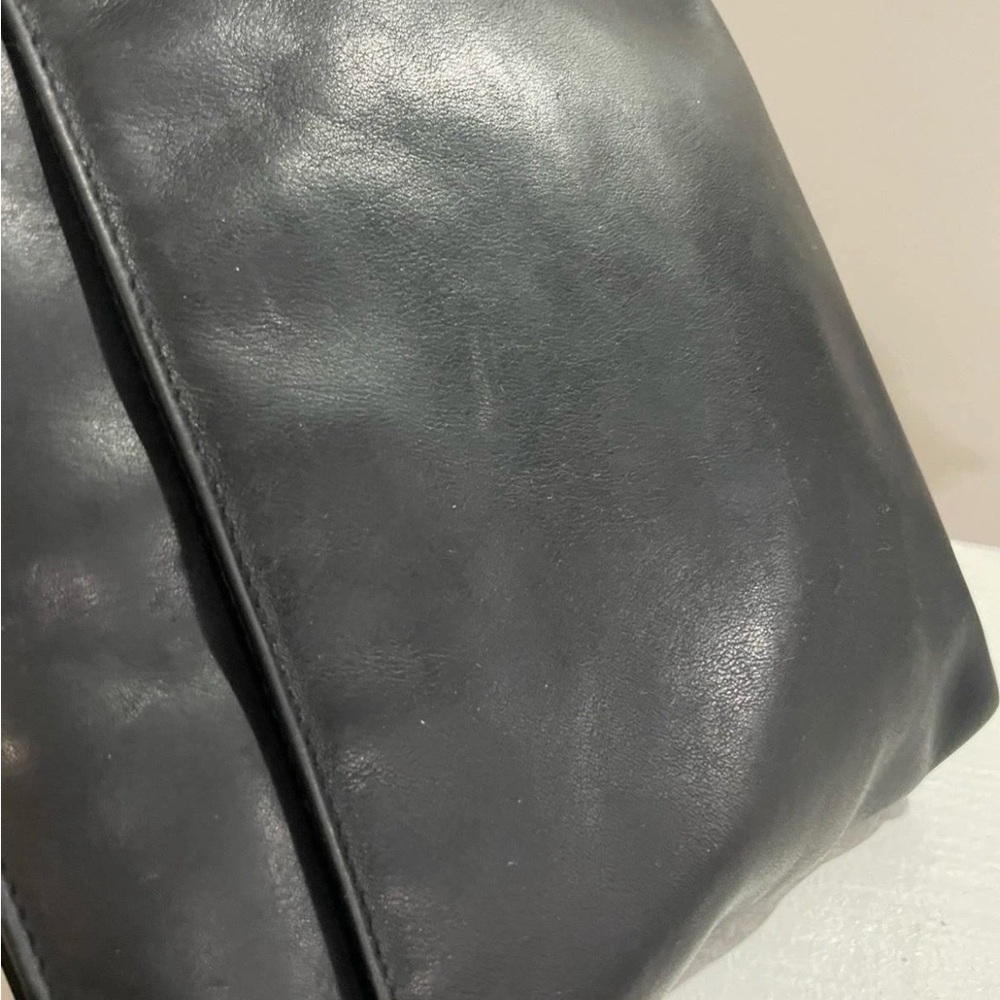 Vintage Ralph Lauren Black Leather Crossbody Shoulder Bag Y2K Silver Logo - Picture 8 of 14